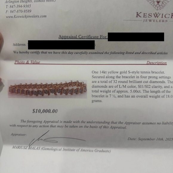 5  Carat total weight Natural Diamond  (not laboratory created) Tennis Bracelet - Picture 6 of 6